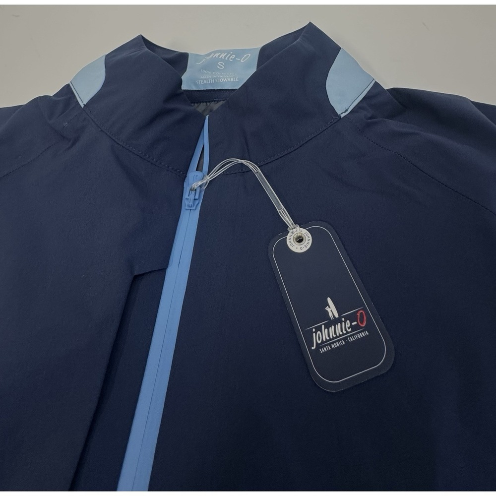 NWT johnnie-O STEALTH STOWABLE Short Sleeve Golf Jacket Navy Blue SMALL $168